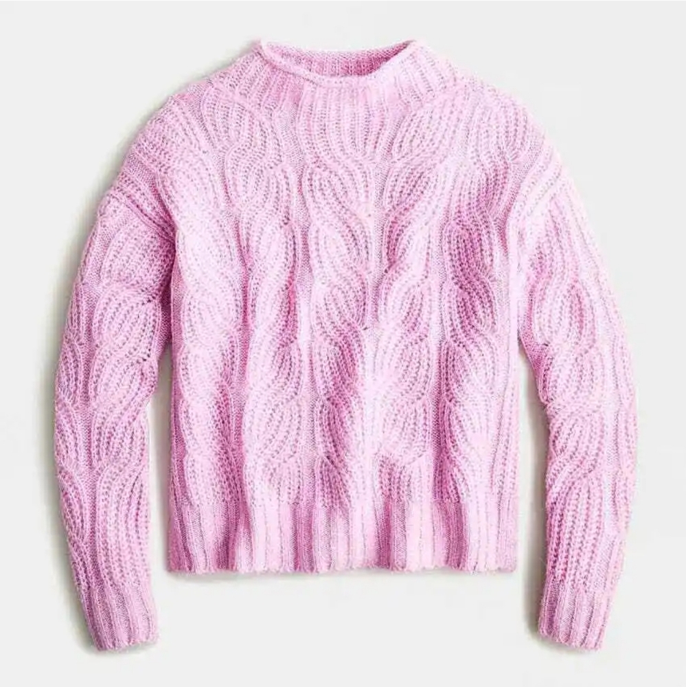 NWT J. Crew Pointelle Alpaca Blend Knit Mock Neck Sweater - S